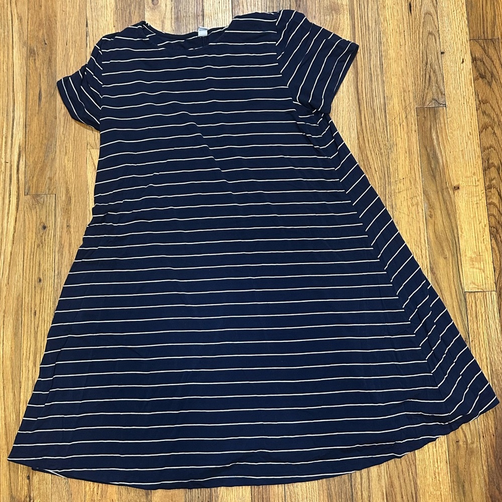 Old Navy. Navy Striped Sleeveless Swing Dress. Size Large. - Picture 2 of 4